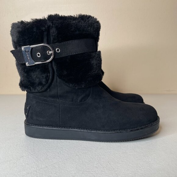 G by Guess Aussie Faux Fur Black Booties Size 7 - Picture 16 of 16